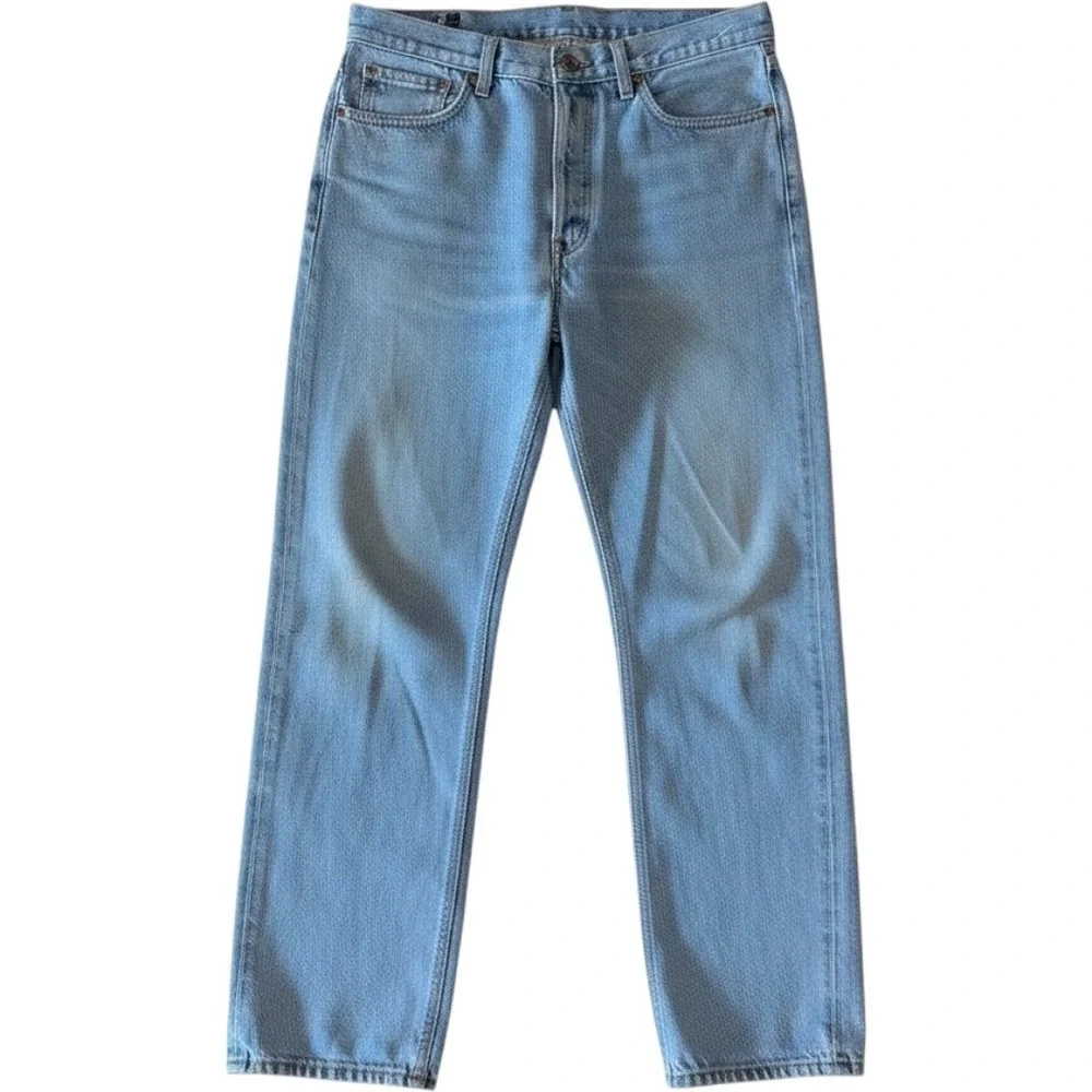 Levi's 505 Jeans Men's W36 L32 Light Wash Blue Straight Leg 5-Pocket marker mark